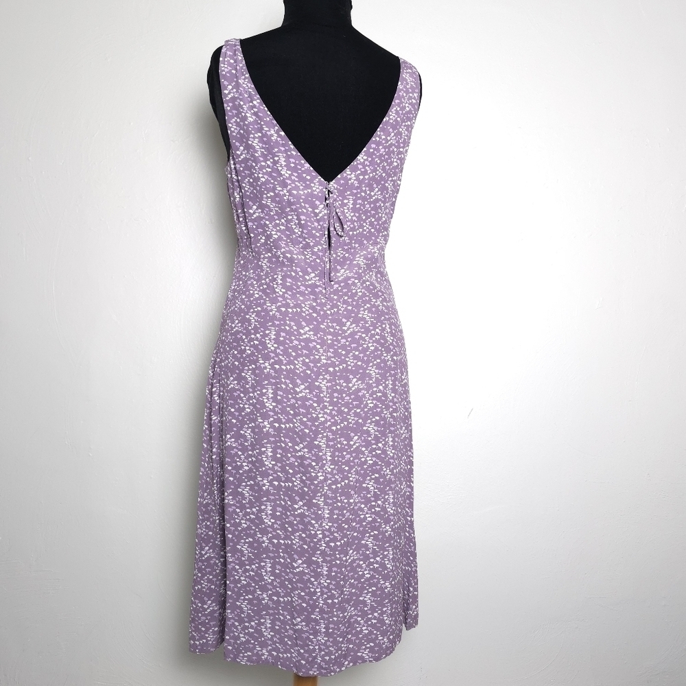 J. Crew Printed Rayon Purple Tie Back Dress Size 6 - Picture 3 of 12